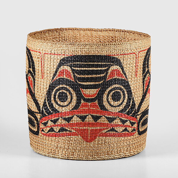 Cedar Bark Woven Dogfish Basket by Northwest Coast Native Artist Merle Andersen