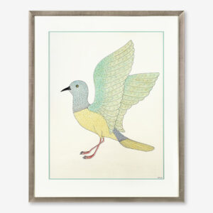 Framed Bird Original Drawing by Inuit Artist Qavavau Manumie