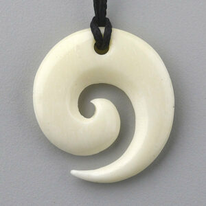 Cattle Bone Koru Pendant by Maori Native Artist