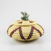 Grass and Thread Basket with Stone Bear Sculpture by Inuit Native Artist Annie Kavik Jr.