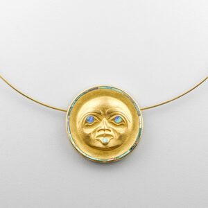 Gold and Abalone Shell Moon Pendant by Northwest Coast Native Artist Gwaai Edenshaw