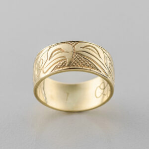 Gold Raven and Eagle Ring by Northwest Coast Native Artist Carmen Goertzen