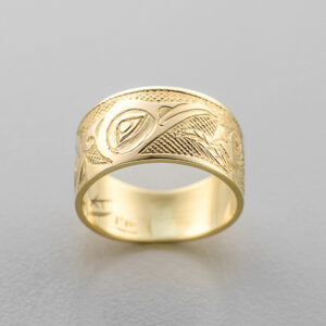 Gold Hummingbird Ring by Northwest Coast Native Artist Kelvin Thompson