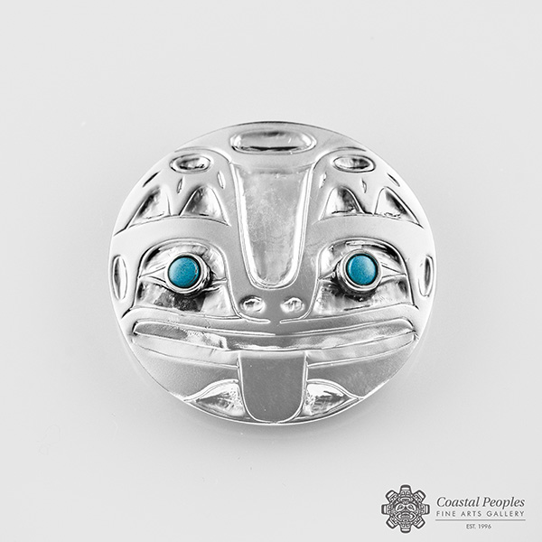 Sterling Silver Turquoise Frog Pendant by Northwest Coast Native Artist Ivan Thomas