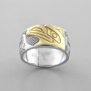 Silver and Gold Raven Ring by Northwest Coast Native Artist Carmen Goertzen