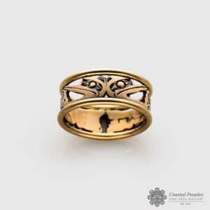 Engraved 18K Rose Gold Hummingbird Ring by Northwest Coast Native Artist Frank Paulson