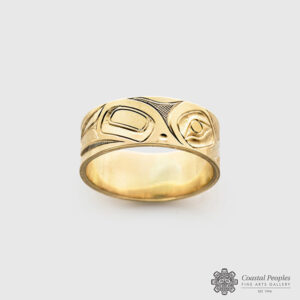 14K Yellow Gold Hummingbird Ring by Northwest Coast Native Artist Landon Gunn