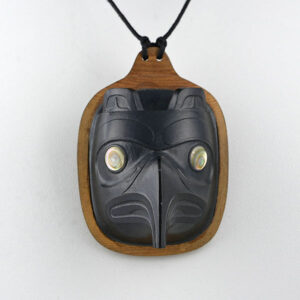 Argillite, Abalone shell, and Wood Eagle Amulet by Northwest Coast Native Artist Ron Russ