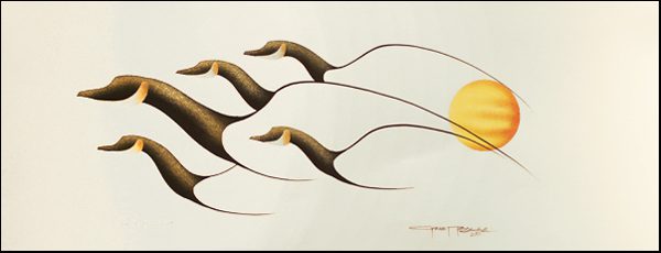 Family of Geese Original Painting by Plains Native Artist Garnet Tobacco