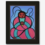 Framed Mother and Child Original Painting by Plains Native Artist Bruce Dennis