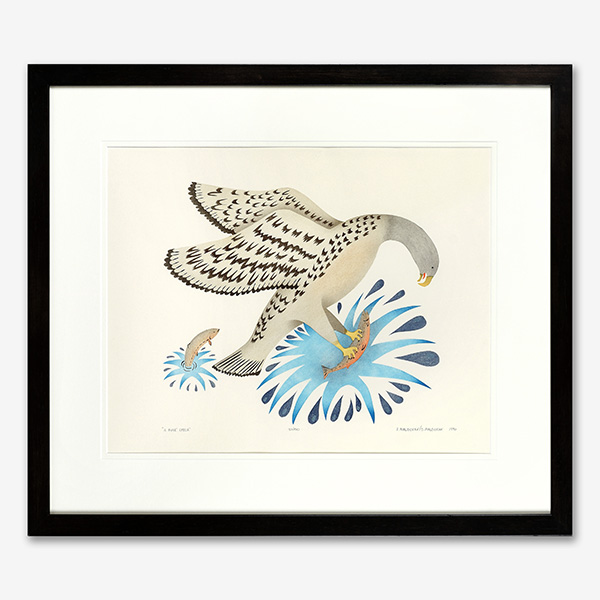 Framed A Fine Catch Print by Inuit Native Artist Peter Malgokak