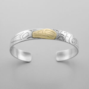 Gold and Silver Killerwhale Bracelet by Northwest Coast Native Artist Robert Tait