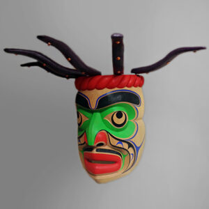 Wood Kumugwe Mask by Northwest Coast Native Artist Raymond Shaw