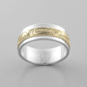 Silver and Gold Eagle Ring by Northwest Coast Native Artist Lloyd Wadhams Jr.