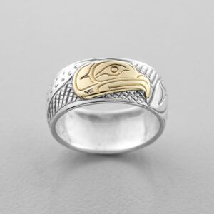Silver and Gold Eagle Ring by Northwest Coast Native Artist Lloyd Wadhams Jr.