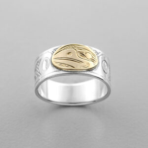 Silver and Gold Raven Ring by Northwest Coast Native Artist Harold Alfred
