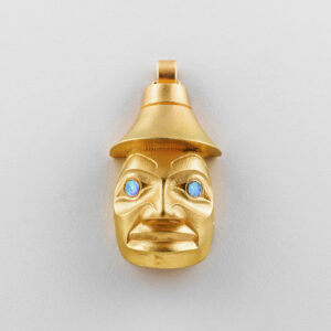 Gold and Abalone Shell Watchman Amulet by Northwest Coast Native Artist Ben Davidson