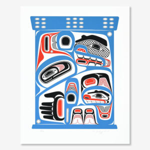 Serigraph Hummingbird and Bear Bentwood Box Print by Northwest Coast Native Artist David Neel