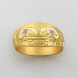 Gold and Abalone shell Bear Ring by Plains Native Artist Gary Olver