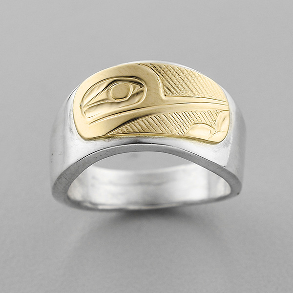 Silver and Gold Hummingbird Ring by Northwest Coast Native Artist Corrine Hunt