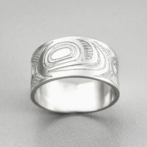 Silver Salmon Trout Head Ring by Northwest Coast Native Artist Barry Wilson