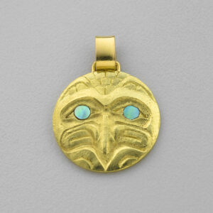 Gold and Abalone Shell Eagle Pendant by Plains Native Artist Gary Olver