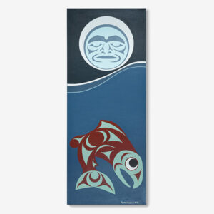 Moonlight Salmon Original Painting by Northwest Coast Native Artist Maynard Johnny Jr.