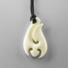 Cattle Bone Hei Matau Pendant by Maori Artist