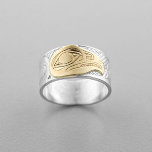 Silver and Gold Eagle Ring by Northwest Coast Native Artist Barry Wilson