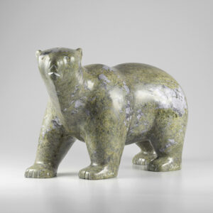 Stone Polar Bear Sculpture by Inuit Native Artist Taqialuk Nuna