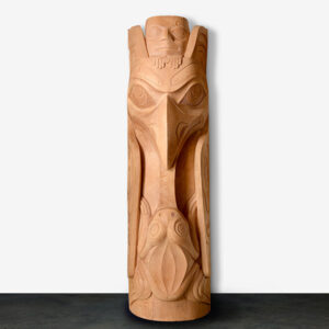 Wood Raven and Frog Totem Pole by Northwest Coast Native Artist Don Yeomans