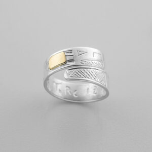 Silver and Gold Eagle Wrap Ring by Northwest Coast Native Artist Terrence Campbell
