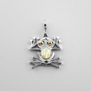 Silver, Gold, and Abalone Shell Frog Pendant by Northwest Coast Native Artist Wayne Wilson