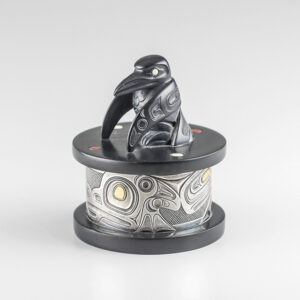 Argillite, Catlinite, Mother of Pearl, Silver, and Gold Raven Box by Northwest Coast Native Artist Tim Boyko