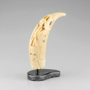 Ivory and Abalone Shell Raven Shaman Sculpture by Native Artist Lyle Wilson