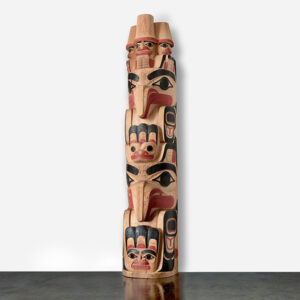 Wood Watchman, Eagle, Frog, and Human Totem Pole by Northwest Coast Native Artist Garner Moody