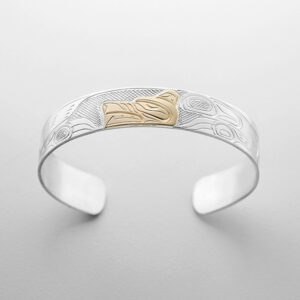 Silver and Gold Wolf Bracelet by Northwest Coast Native Artist John Lancaster