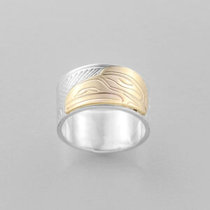 Silver and Gold Raven Ring by Northwest Coast Native Artist John Lancaster