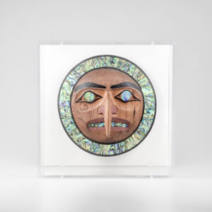 Wood and Abalone Shell Hawk Moon Frontlet by Northwest Coast Native Artist Alan Weir