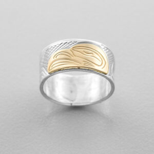 Silver and Gold Eagle Ring by Northwest Coast Native Artist John Lancaster