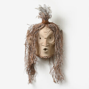 Wood, Bark, and Feather Pookmis Mask by Northwest Coast Native Artist Douglas David