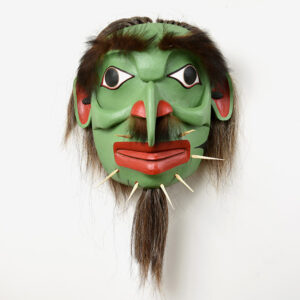 Wood and Hair Gagiid Mask by Northwest Coast Native Artist Reg Davidson