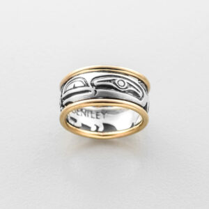 Silver and Gold Raven Ring by Northwest Coast Native Artist Norman Bentley