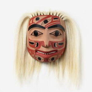Wood, Operculum Shell, and Hair Portrait Mask by Northwest Coast Native Artist Reg Davidson