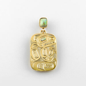 Gold and Abalone Shell Bear Pendant by Northwest Coast Native Artist David Neel