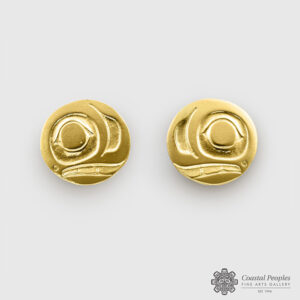 14K Yellow Gold Salmon Trout Head Stud Earrings by Northwest Coast Native Artist Philip Janze