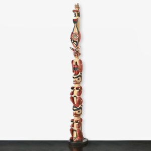 Wood Beaver, Halibut, and Squirrel Totem Pole by Northwest Coast Native Artist Lyle Wilson