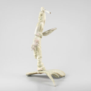 Caribou Antler Drum Dancer Sculpture by Inuit Artist Noah Natakok
