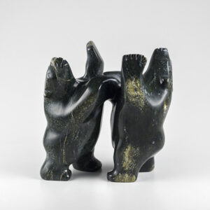 Stone Bears Sculpture by Inuit Artist Joanie (Joani) Ragee