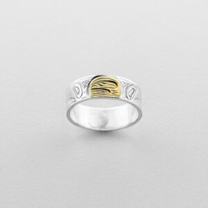 Silver and Gold Killerwhale Ring by Northwest Coast Native Artist John Lancaster